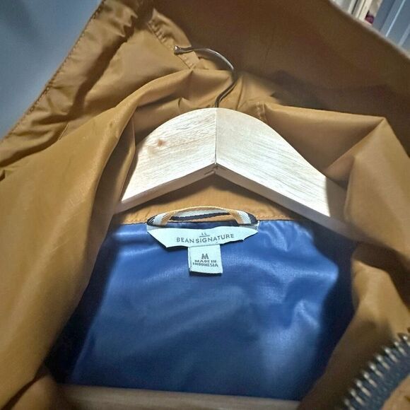 L.L. BEAN | Signature Retro Windbreaker Hooded Jacket Long Length Blue | Medium - Picture 7 of 9